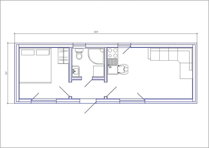 Conteneur Maison mobile T1 35 m²